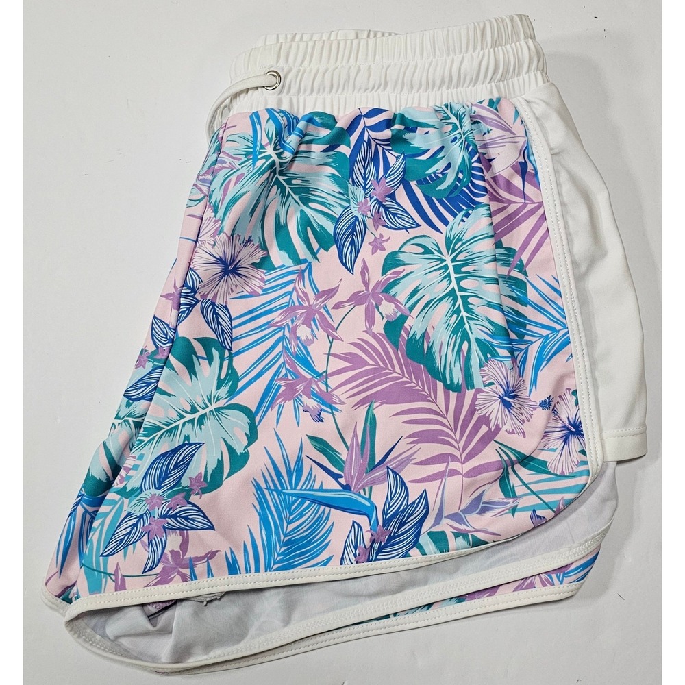 Aidonger Women's Tropical Floral Athletic Shorts Pink Teal‎ Purple Size Large